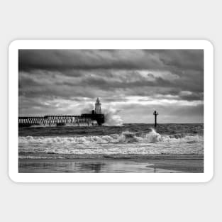 Storm at the mouth of the River Blyth - Monochrome Sticker